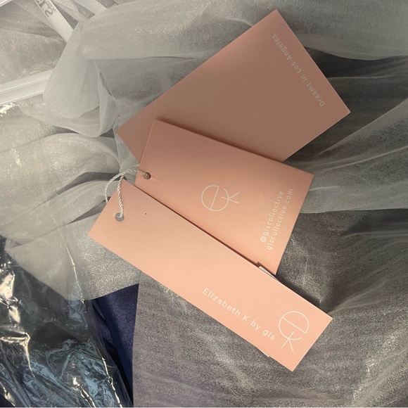 Elizabeth K by GLS long sleeve, floor length gorgeous navy blue gown - Picture 5 of 8